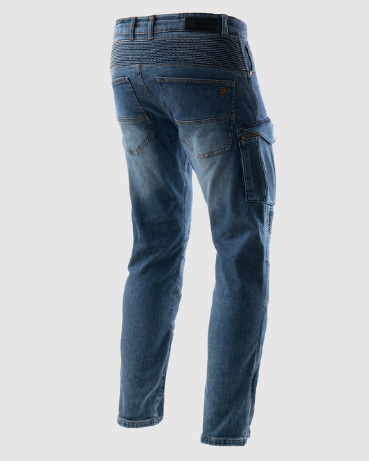 Vandal Jeansy Motocyklowe Monolayer Sprany Niebieski