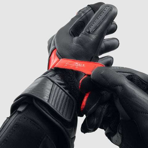 Rękawice Motocyklowe Rebelhorn Viper Black/Grey/Fluo Red