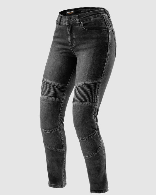 Agness 2 Mono Damskie Jeansy Motocyklowe Sprane Czarne
