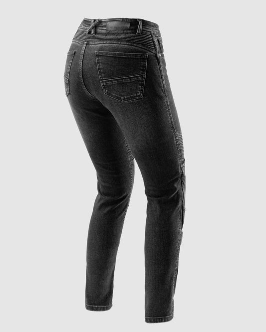 Agness 2 Mono Damskie Jeansy Motocyklowe Sprane Czarne