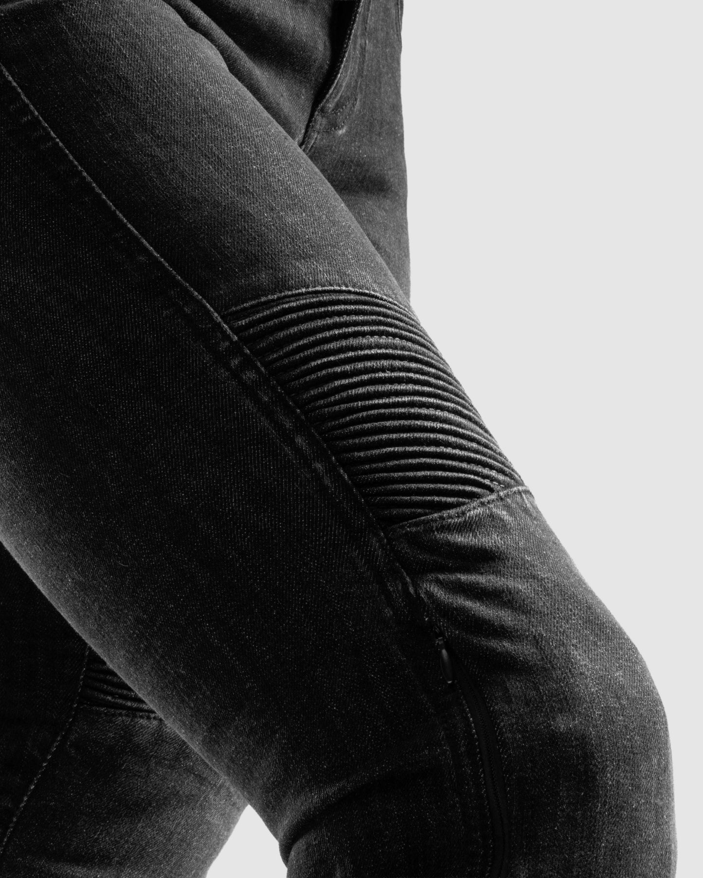 Agness 2 Mono Damskie Jeansy Motocyklowe Sprane Czarne