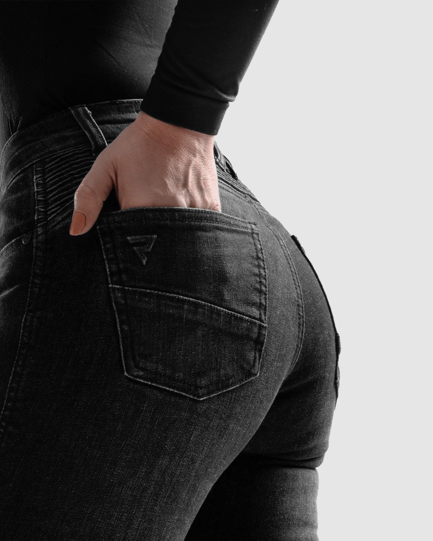 Agness 2 Mono Damskie Jeansy Motocyklowe Sprane Czarne