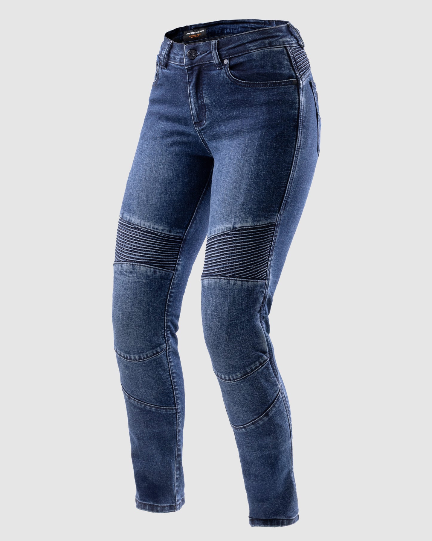 Agness 2 Mono Damskie Jeansy Motocyklowe Sprane Niebieskie