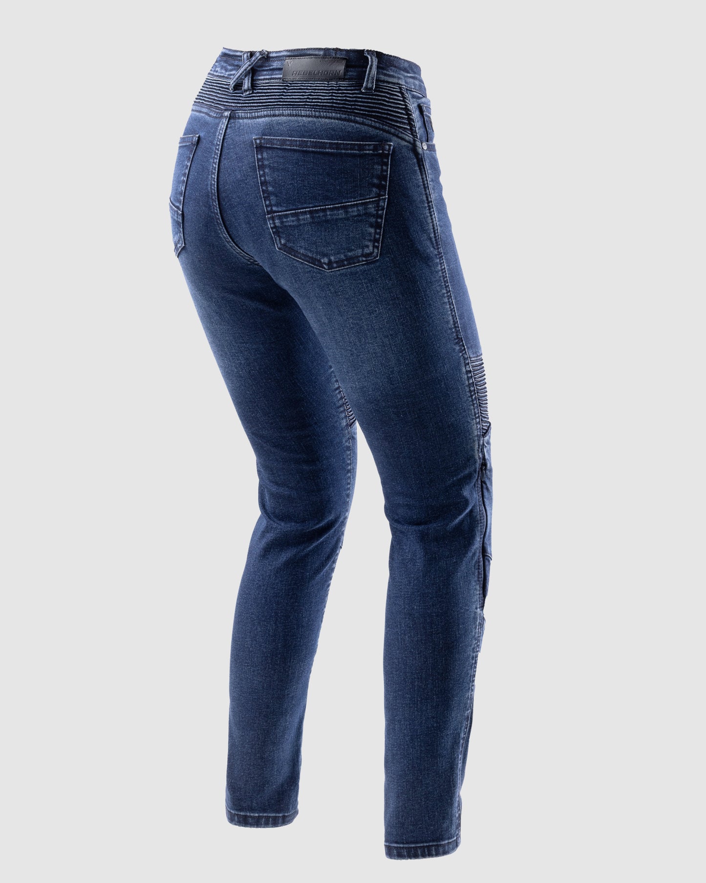 Agness 2 Mono Damskie Jeansy Motocyklowe Sprane Niebieskie