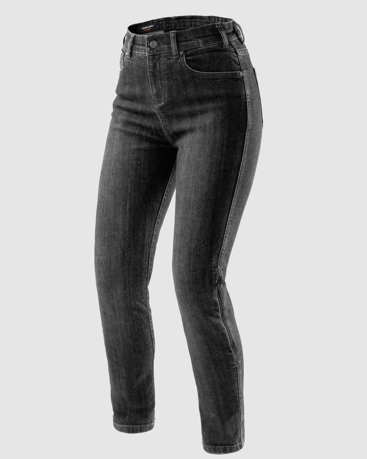 Classic Mono Damskie Jeansy Motocyklowe Sprany Czarny