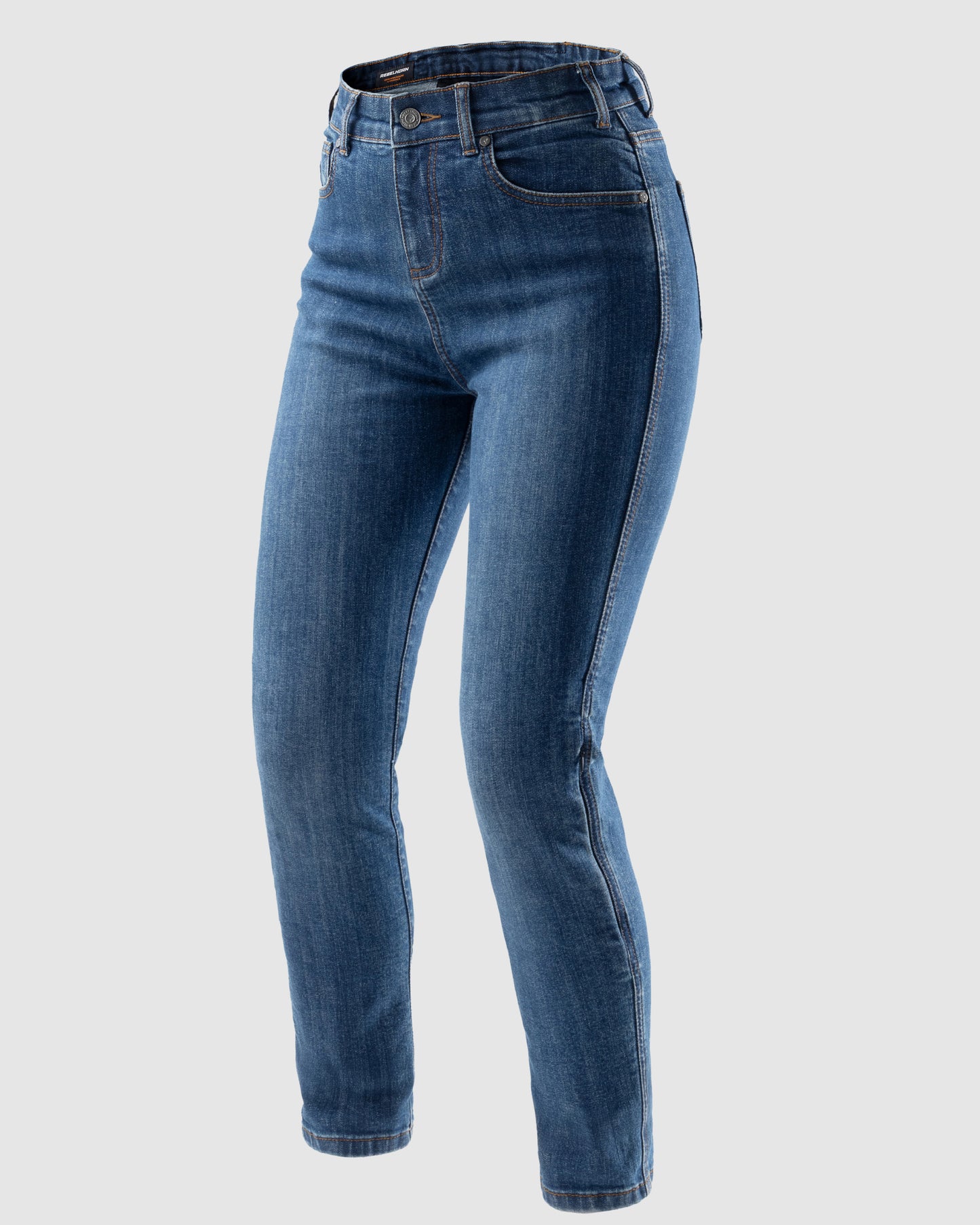 Classic Mono Damskie Jeansy Motocyklowe Sprany Niebieski