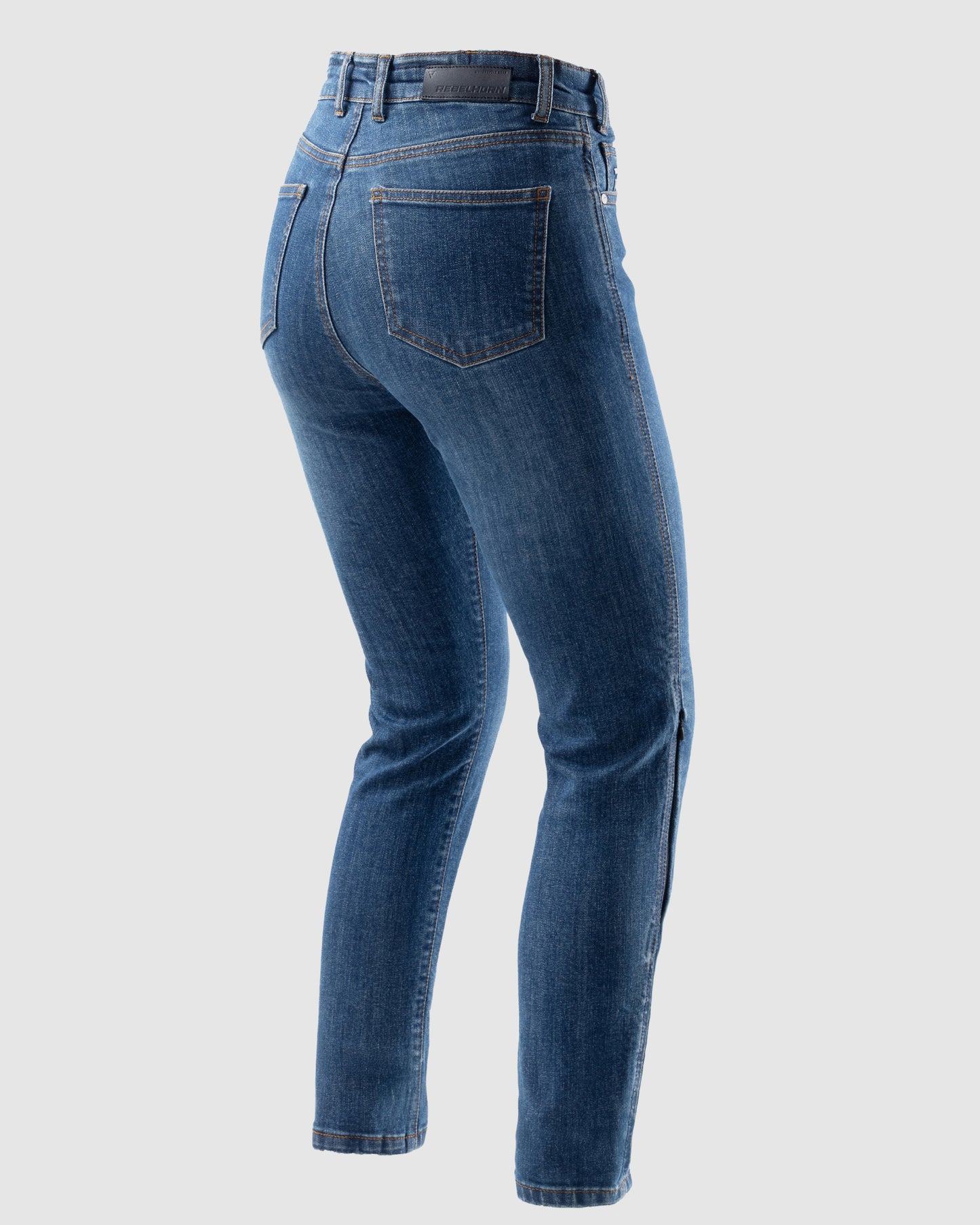 Classic Mono Damskie Jeansy Motocyklowe Sprany Niebieski