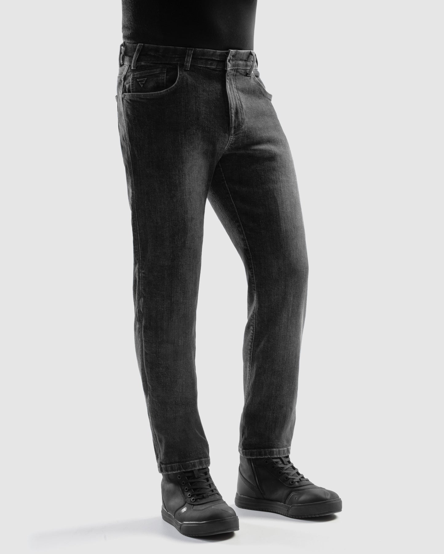 Classic Mono Jeansy Motocyklowe Sprany Czarny