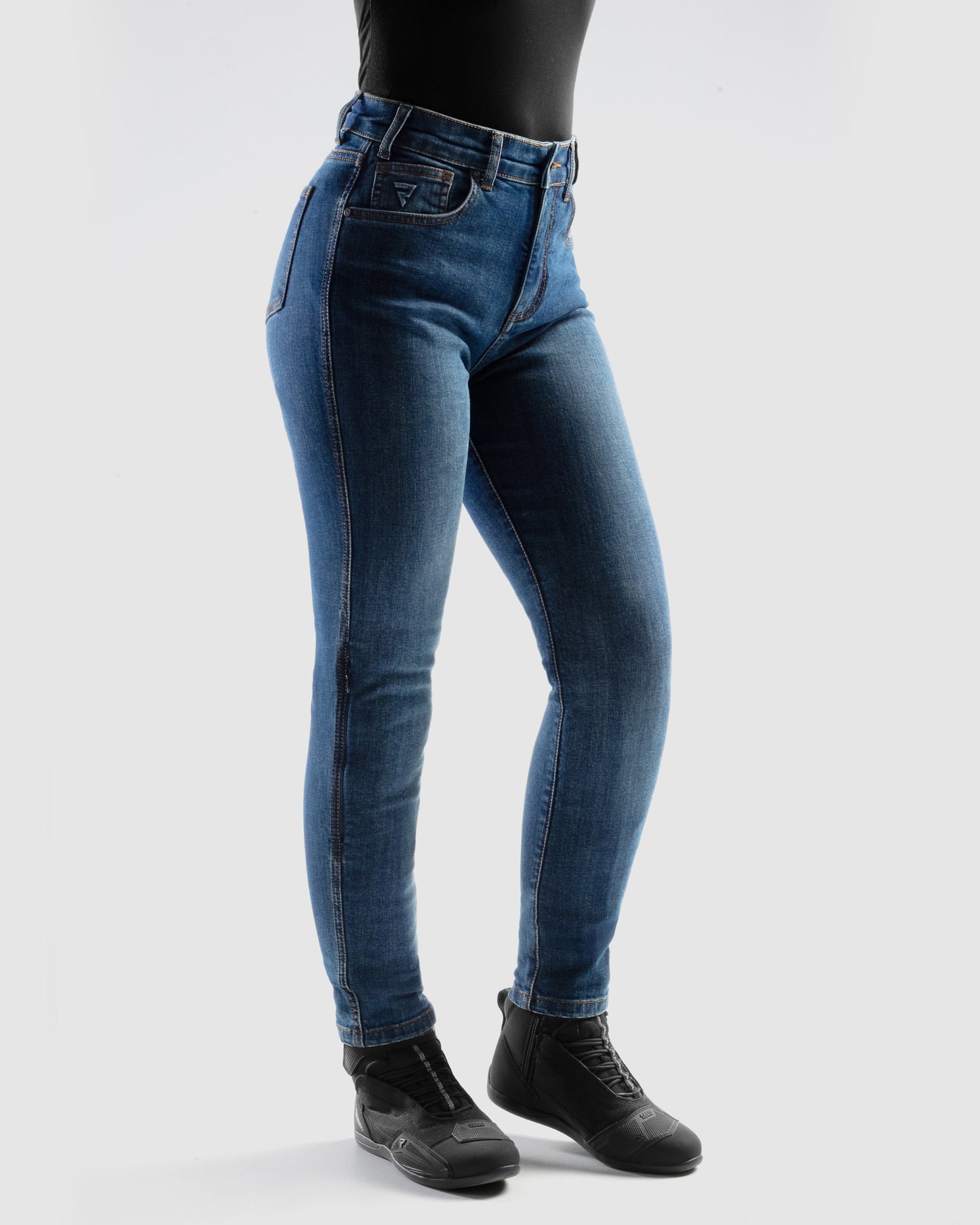 Classic Mono Damskie Jeansy Motocyklowe Sprany Niebieski