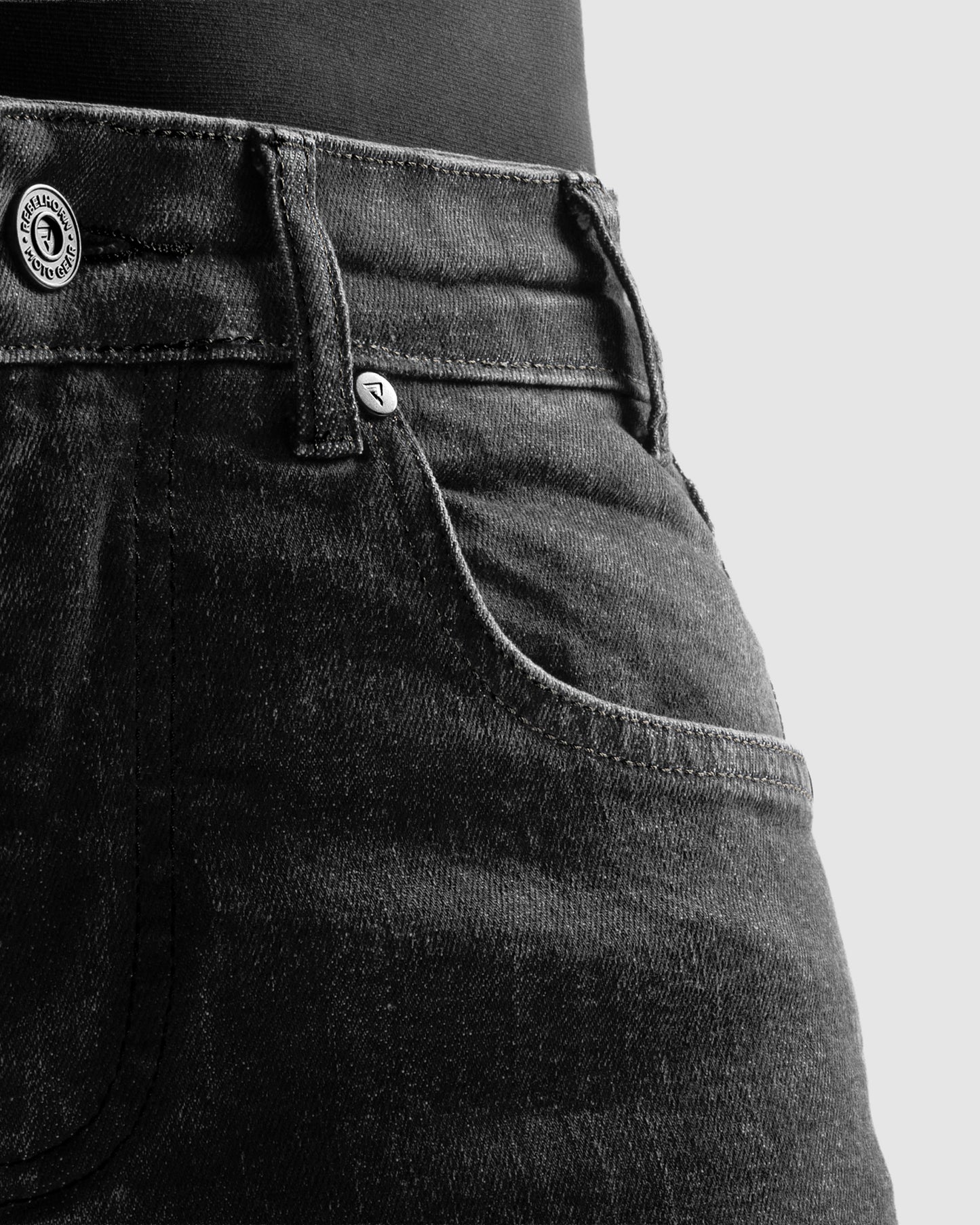 Classic Mono Jeansy Motocyklowe Sprany Czarny