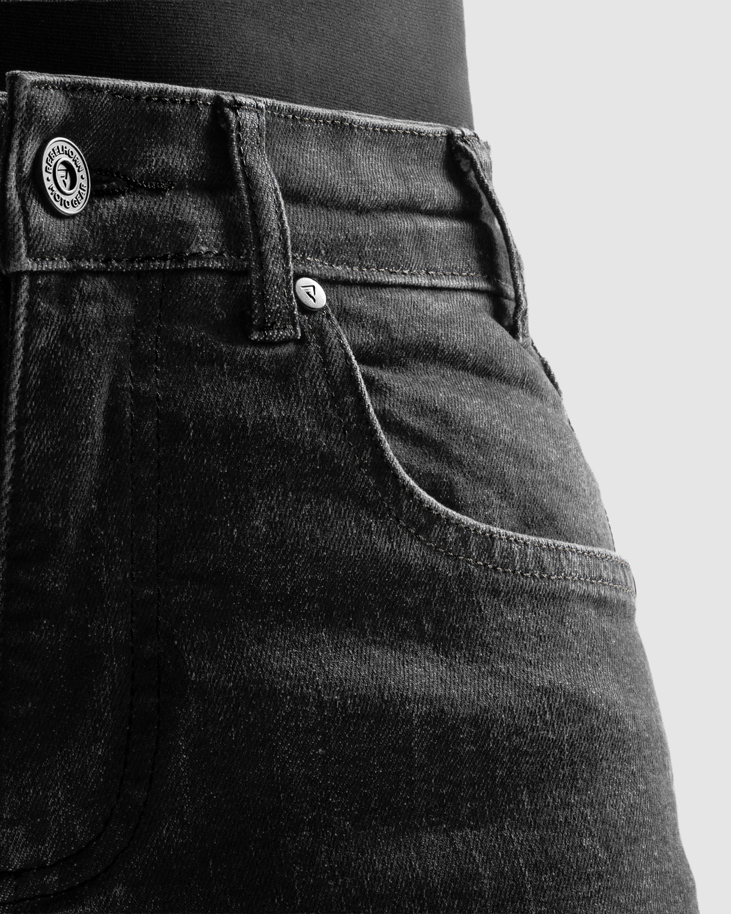 Classic Mono Damskie Jeansy Motocyklowe Sprany Czarny