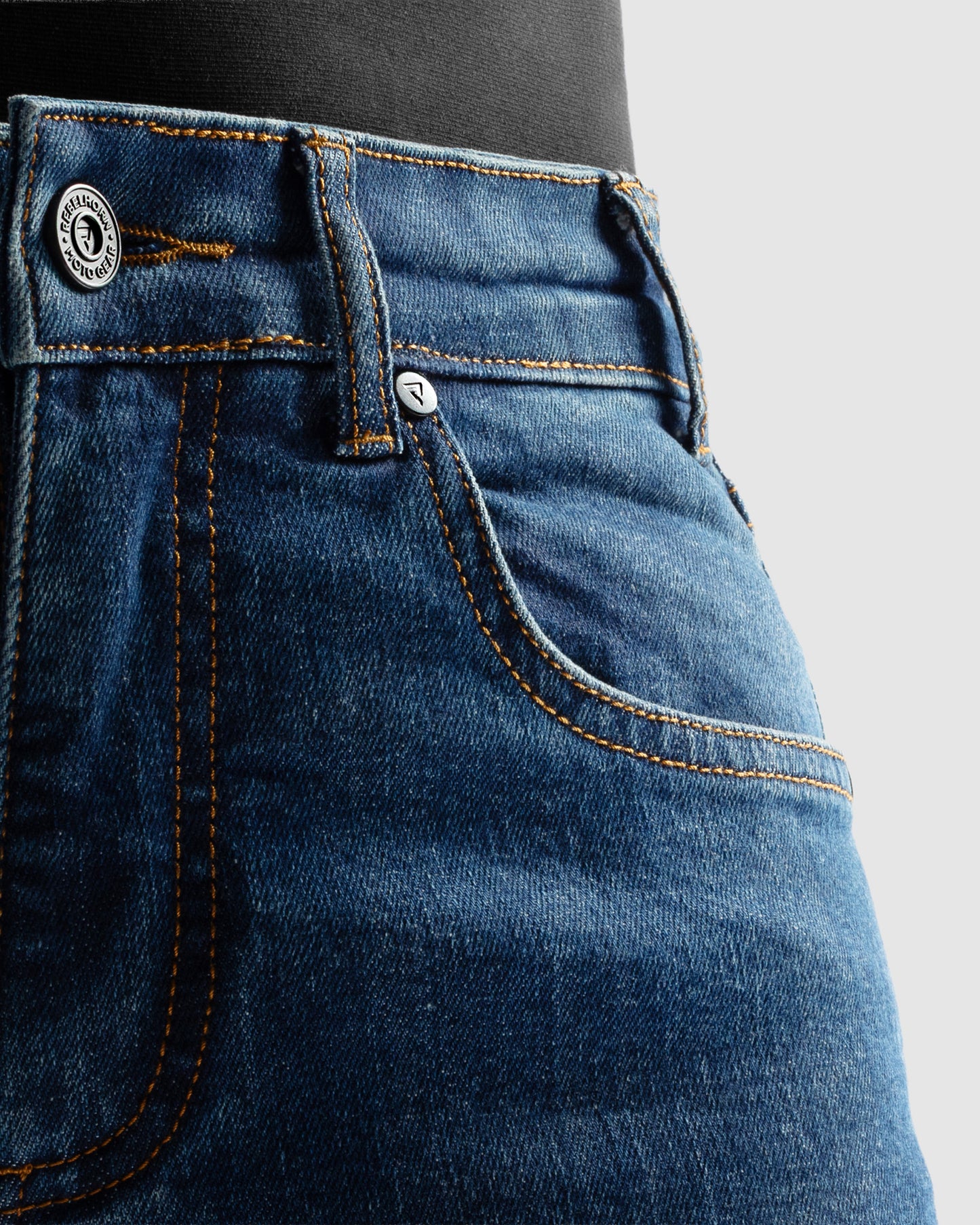 Classic Mono Damskie Jeansy Motocyklowe Sprany Niebieski