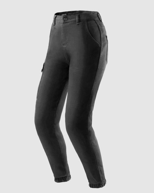 Faster Damskie Jeansy Motocyklowe Czarne