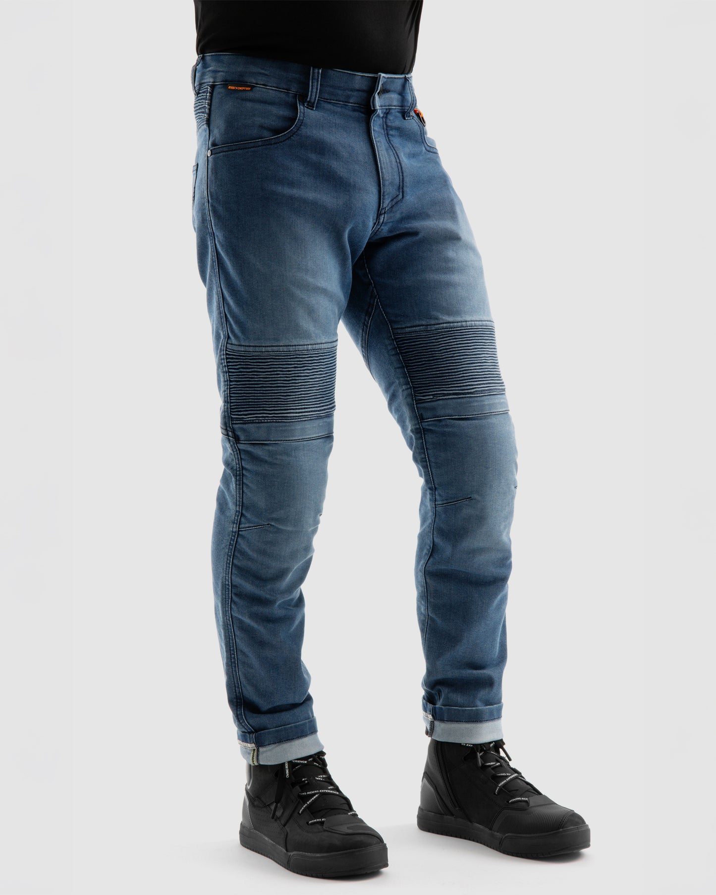 Revolt Jeansy Motocyklowe Sprane Niebieskie