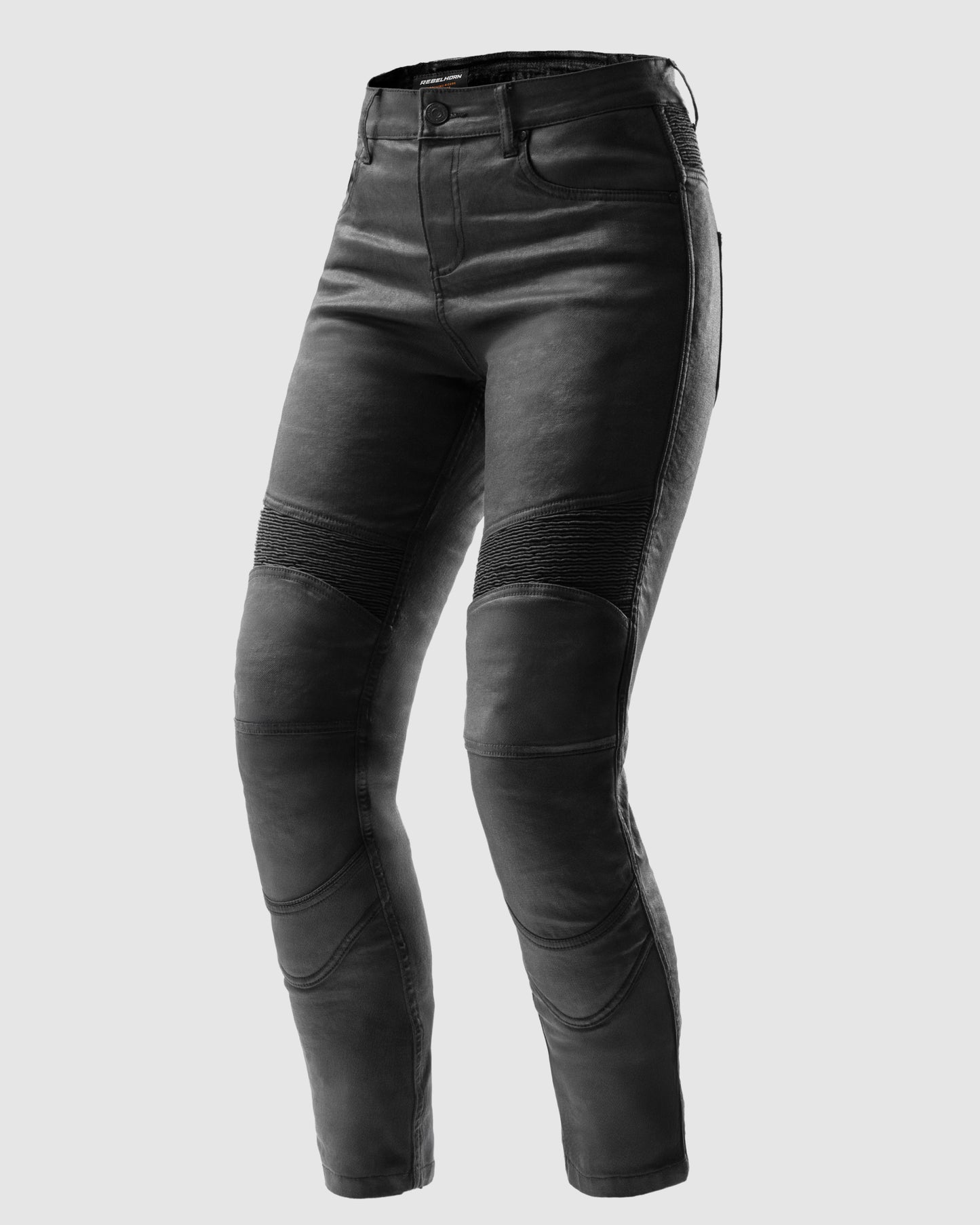 Roxy Jeansy Motocyklowe Damskie Slim Czarne Woskowane