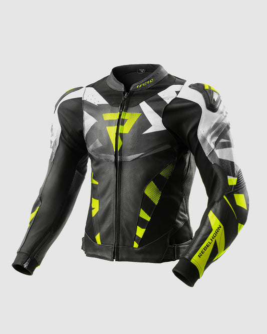 Inferno Kurtka Motocyklowa Skórzana Fluo