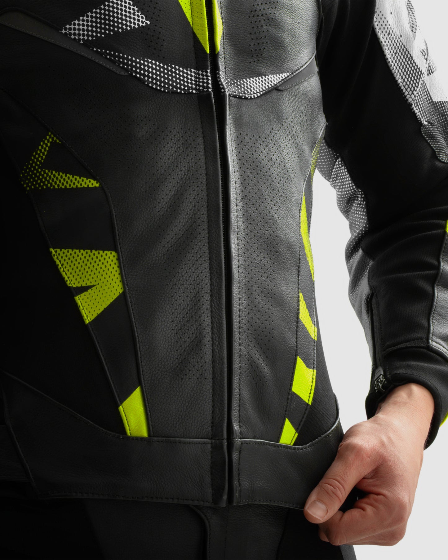Inferno Kurtka Motocyklowa Skórzana Fluo