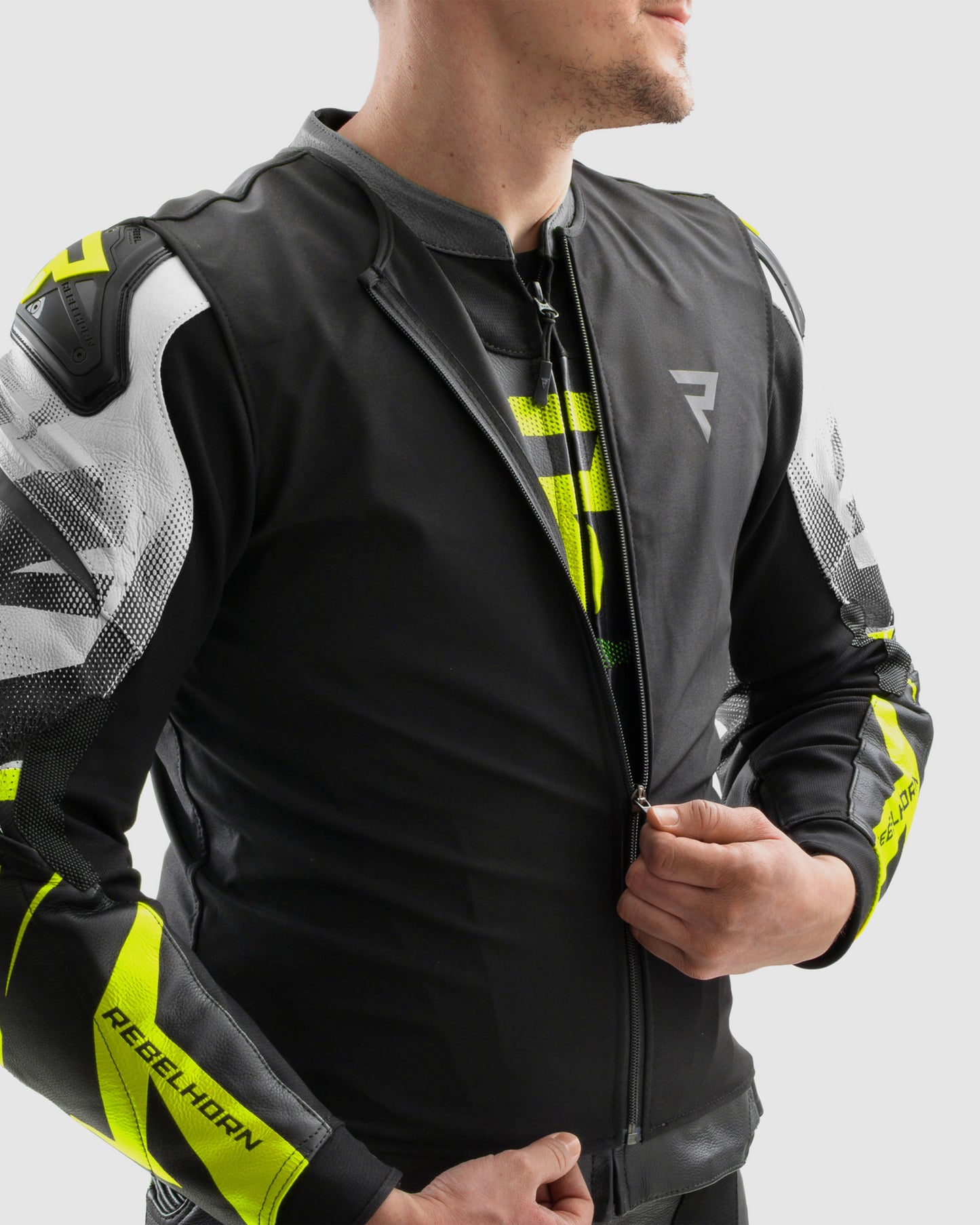Inferno Kurtka Motocyklowa Skórzana Fluo