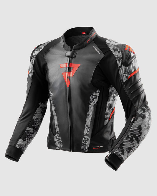 Veloce Kurtka Motocyklowa Skórzana Camo Szara