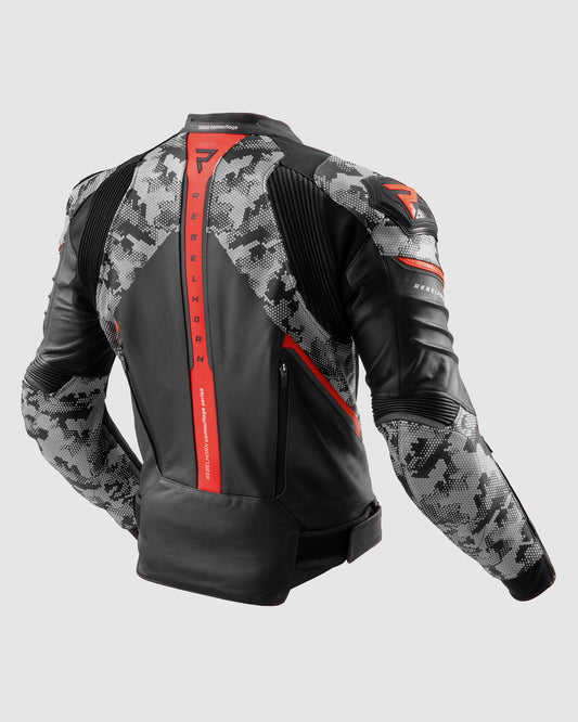 Veloce Kurtka Motocyklowa Skórzana Camo Szara