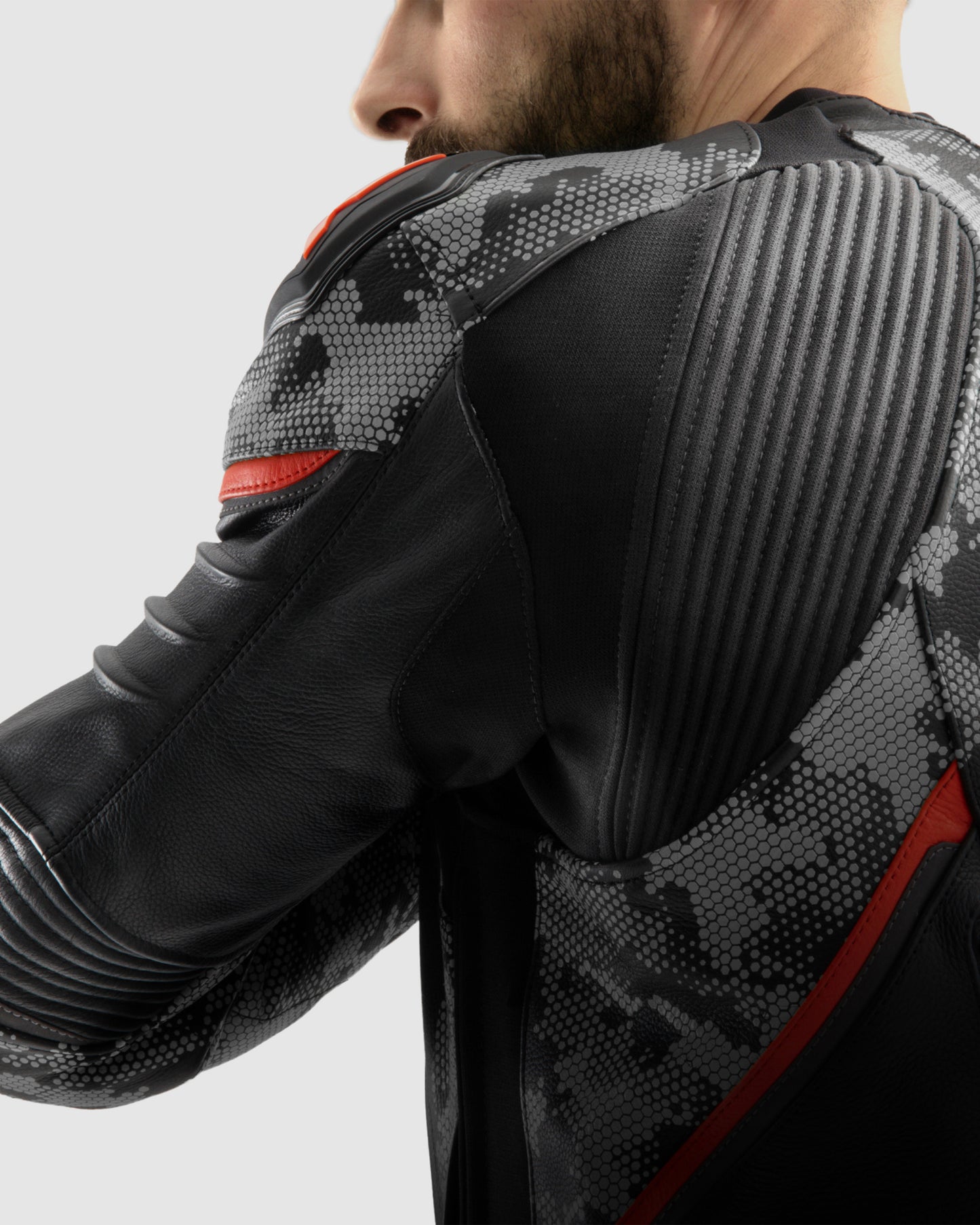 Veloce Kurtka Motocyklowa Skórzana Camo Szara
