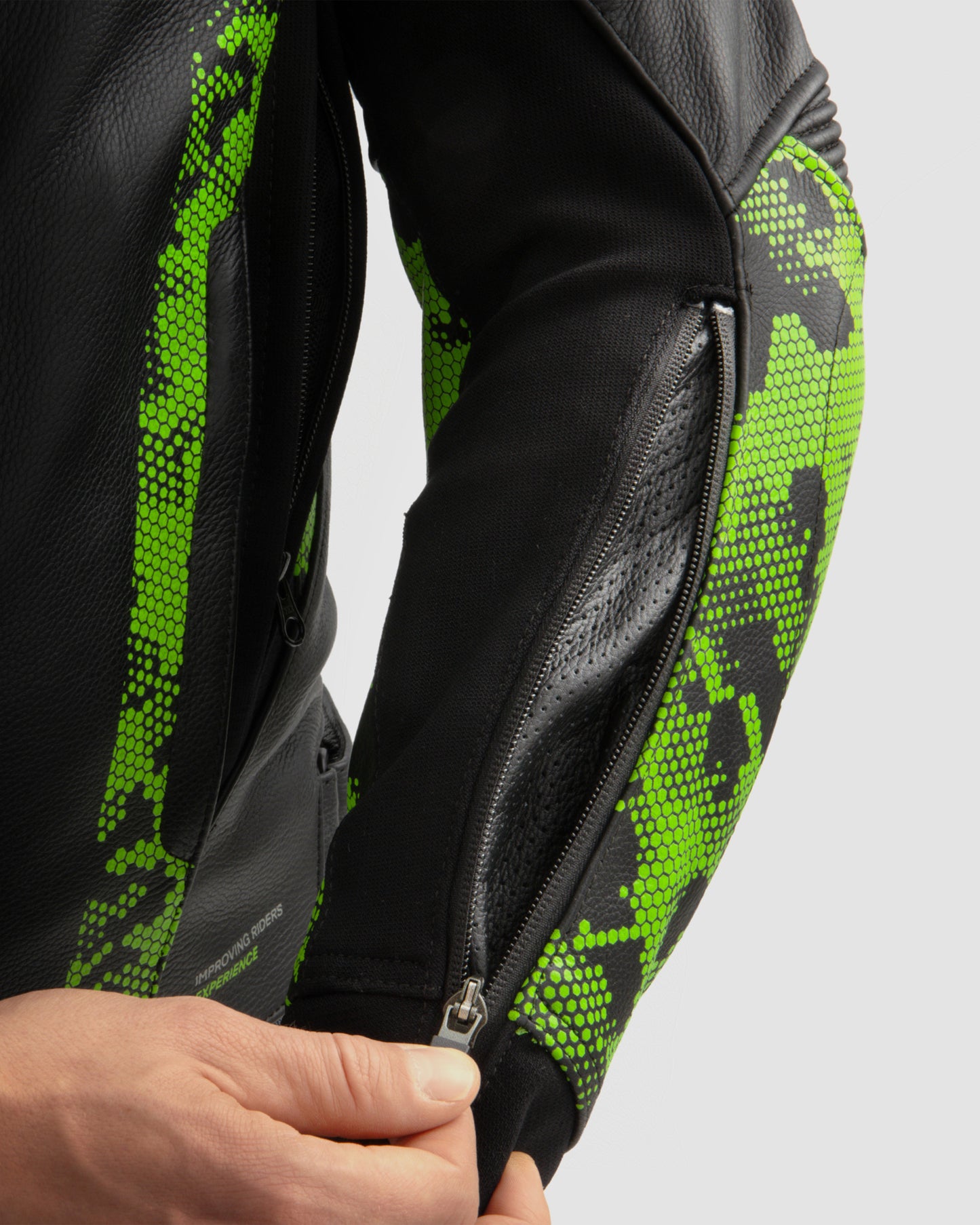 Veloce Kurtka Motocyklowa Skórzana Camo Zielona