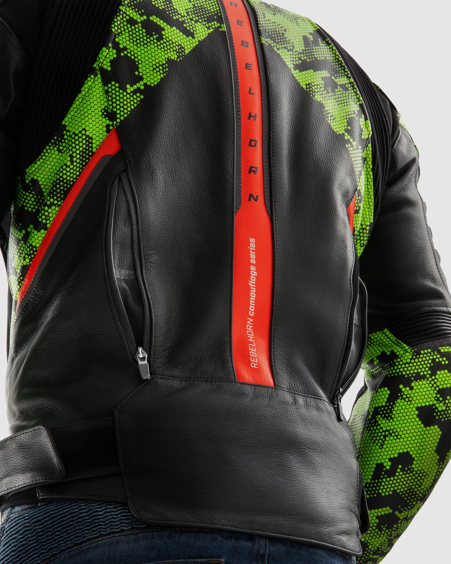 Veloce Kurtka Motocyklowa Skórzana Camo Zielona