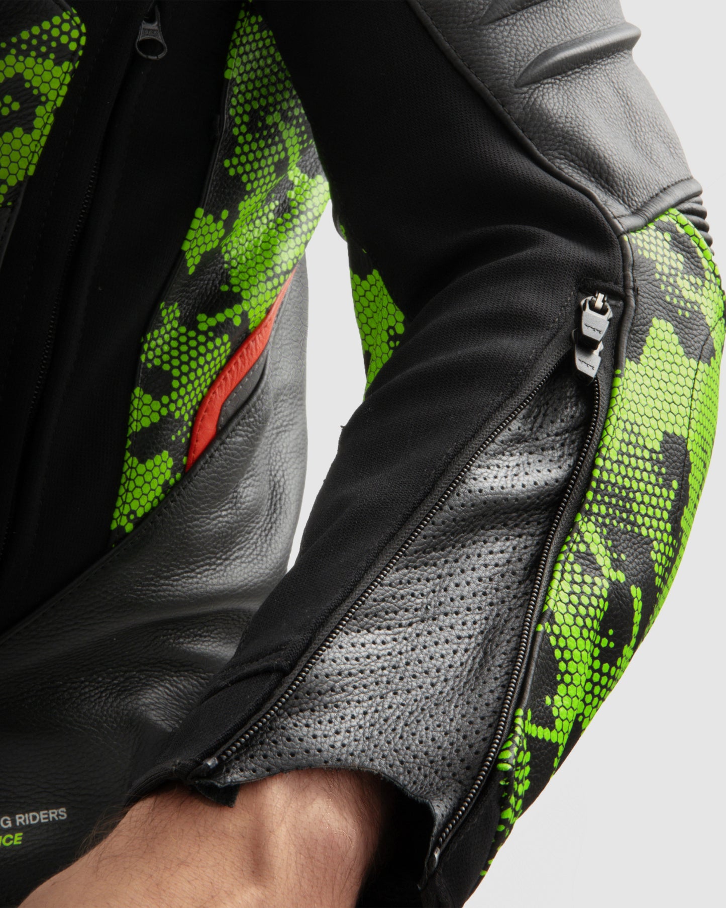 Veloce Kurtka Motocyklowa Skórzana Camo Zielona