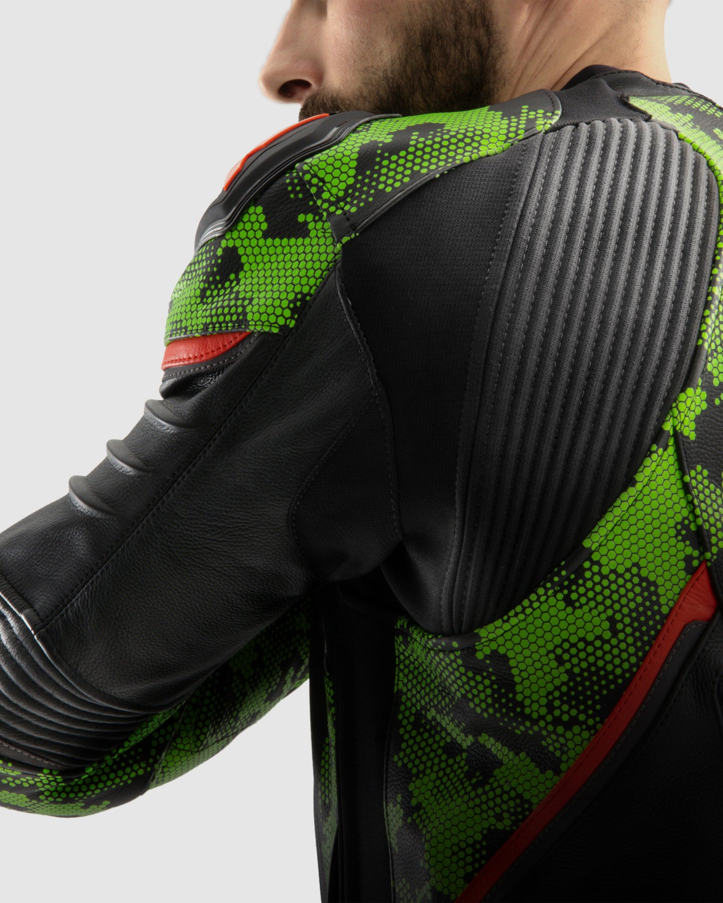 Veloce Kurtka Motocyklowa Skórzana Camo Zielona
