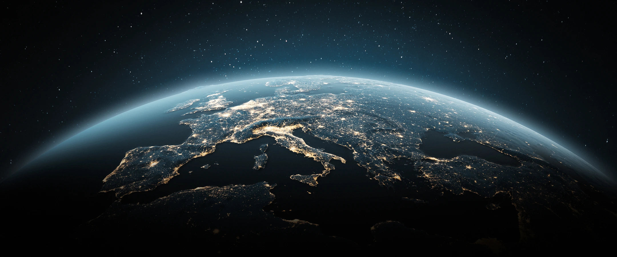 Earth from space with illuminated continents