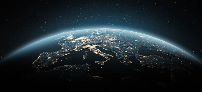 Earth from space with illuminated continents
